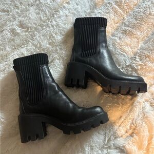 Aldo Black Ribbed Heeled Boots